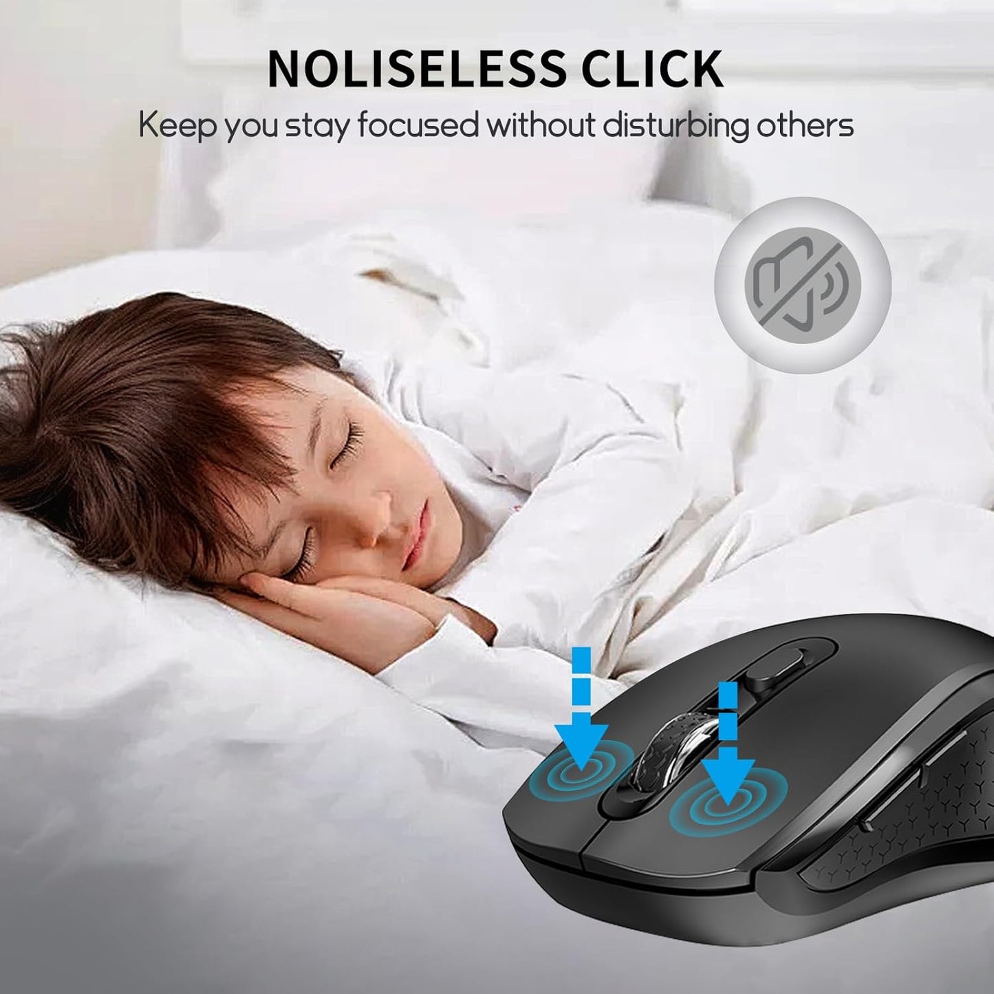 SHUNJINRUN 1000/1600/2400 6-Button Wireless Mouse with Side Buttons for Laptop, PC, Chromebook, Mac, MacBook, Silent