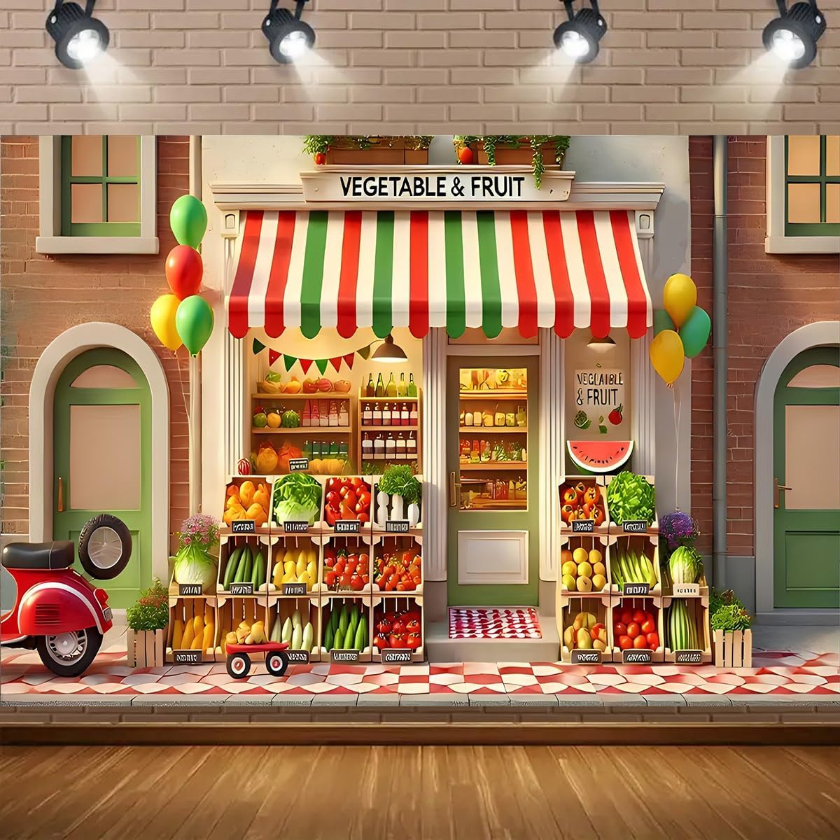 Generic 9 6feet) Vegetables Fruits Shop Backdrop Fresh Fruit Shelves Organic Food Vegetables Photography Background