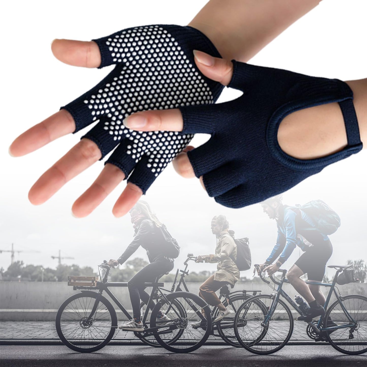 KANGQL Gym Gloves, 2Pcs Silicone Antislip Five Finger Workout Glove Weight Training Gloves Gym Gloves Weight Lifting Gloves for Men Women, Beige