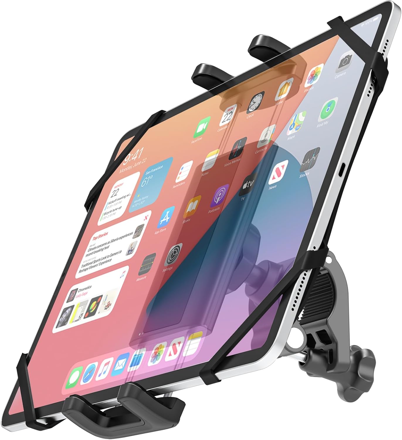 Charchendo 4-13'' Anti Shake Universal E-Bike Handlebar Tablet Mount with Anti Fall Strap, Motorcycle/Bike/Electric