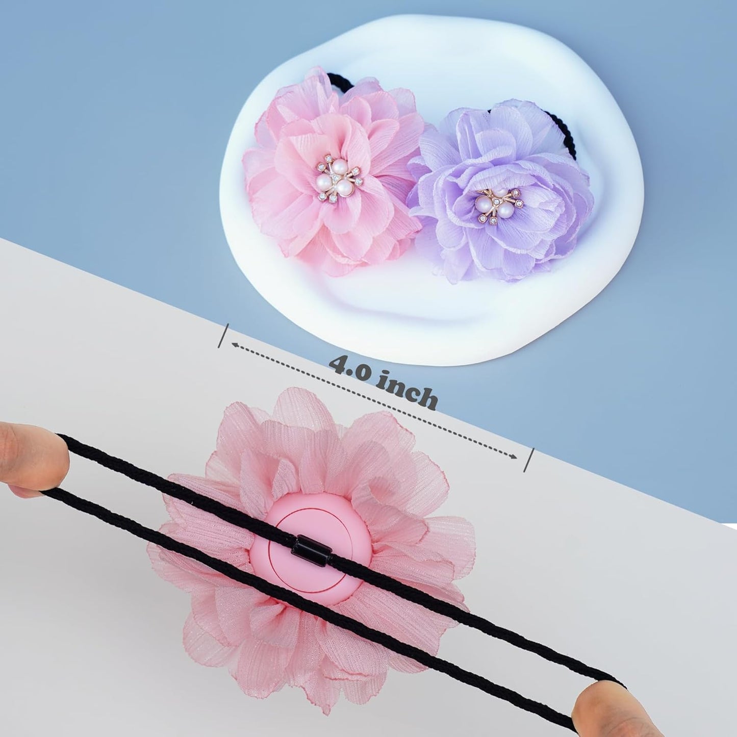 2 Pack 2nd 1st, Kids Hair Ties Holder for Airtag & Cute Flower Hidden Hair Elastic Band GPS Tracker Case for Girls