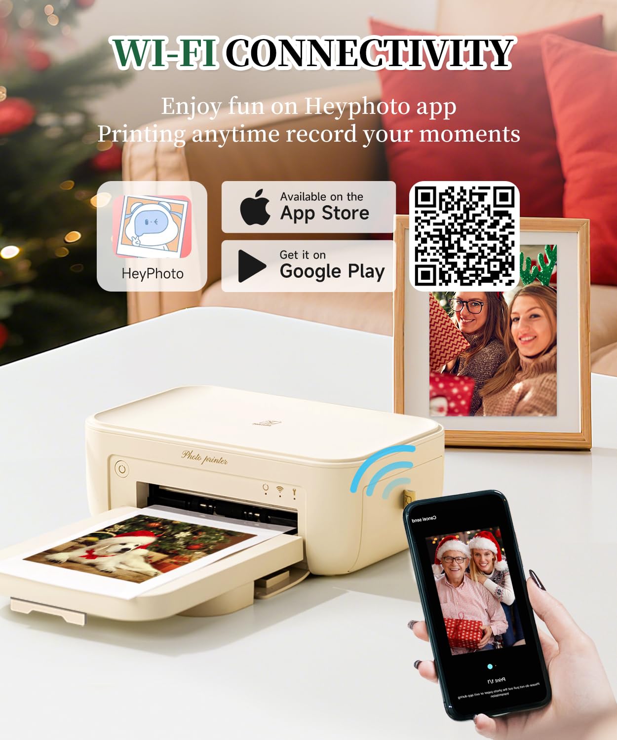 iDPRT 4x6 Photo Printer with 108 Sheets & 2 Ribbons,Instant Picture Printer - Dye Sublimation, Portable Color Photo Printers for iPhone, Android, WI-Fi Connnecting, Home Use