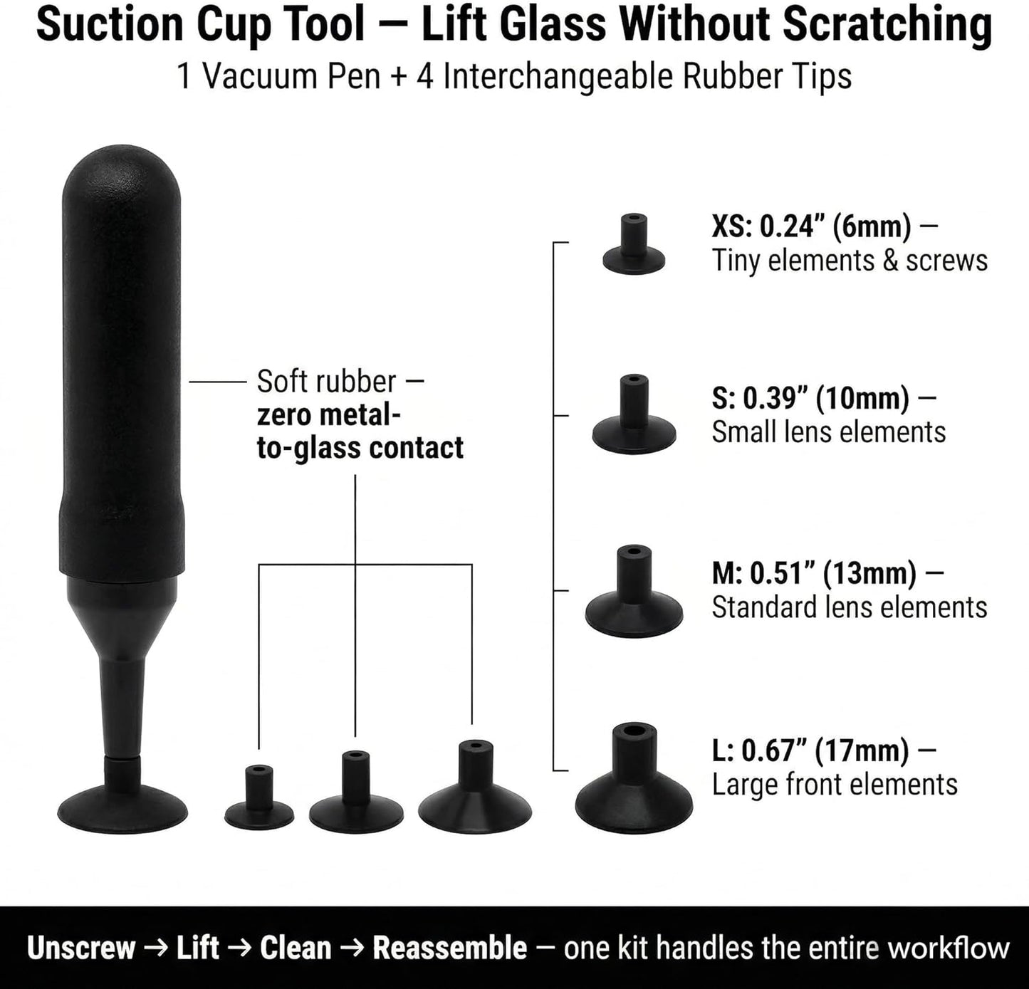 SNLxStudioz 303 4 1"-4.3" (25-110mm) Lens Spanner Wrench Kit with Suction Cup Tool - Stainless Steel Anti-Magnetic