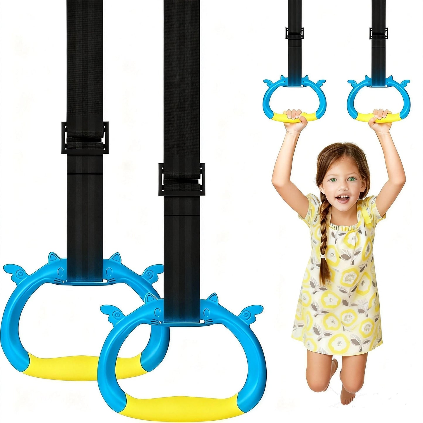 FREHOMEE New Professional Gymnastic Rings,Both for Adults and Kids,Support 550 LBS,Home Fitness Equipment,Indoor and Outdoor Pull-up Bar for Stretching and Height Increase,with Adjustable Straps