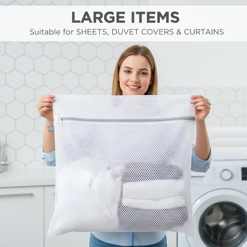 Kimmama Laundry Mesh Wash Bags - Lingerie & Delicates Protection | 2XXL White & Grey Zipper