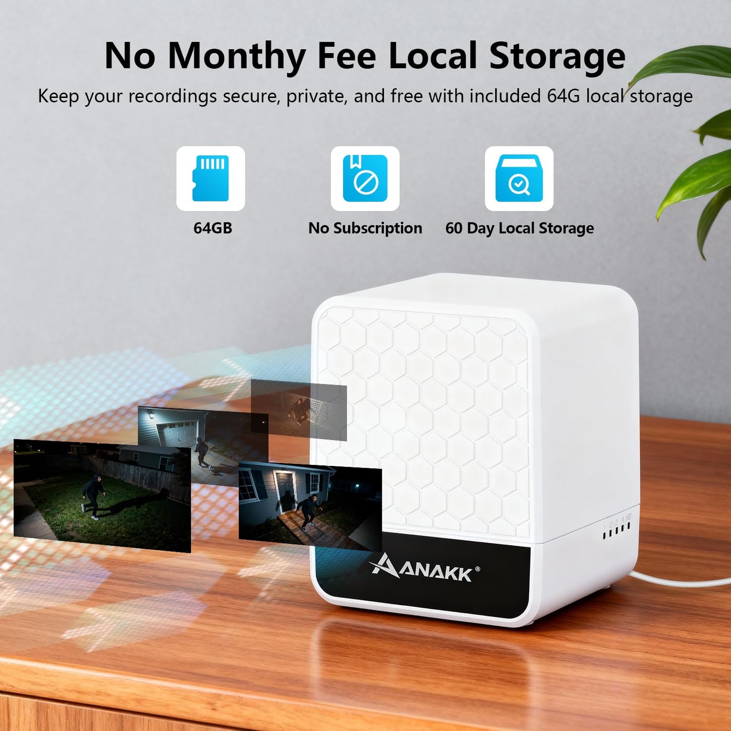 Anakk 4MP Solar Security Cameras Wireless Outdoor, 355° Pan Tilt Motion Detection,Color Night Vision, 5GHz/2.4GHz WiFi, IP65, 4-Cam Kit with 64GB Local Storage, No Monthly Fee Camera for Home Security