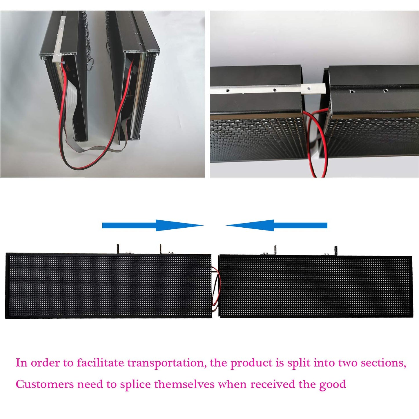 P10 Scrolling Led Sign 77"X14" Programmable Display Digital Sign Outdoor Message Board For Business Custom Banner Word Light Advertising Wifi Control High Brightness Neon