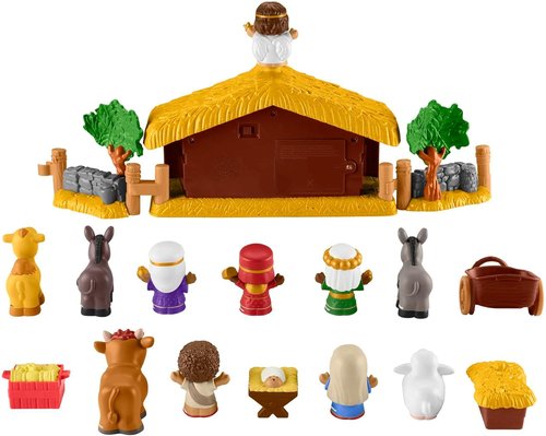Fisher-Price Little People Nativity Set - Musical & Light-Up Christmas Toy for Kids Ages 1+ | 18 Pieces