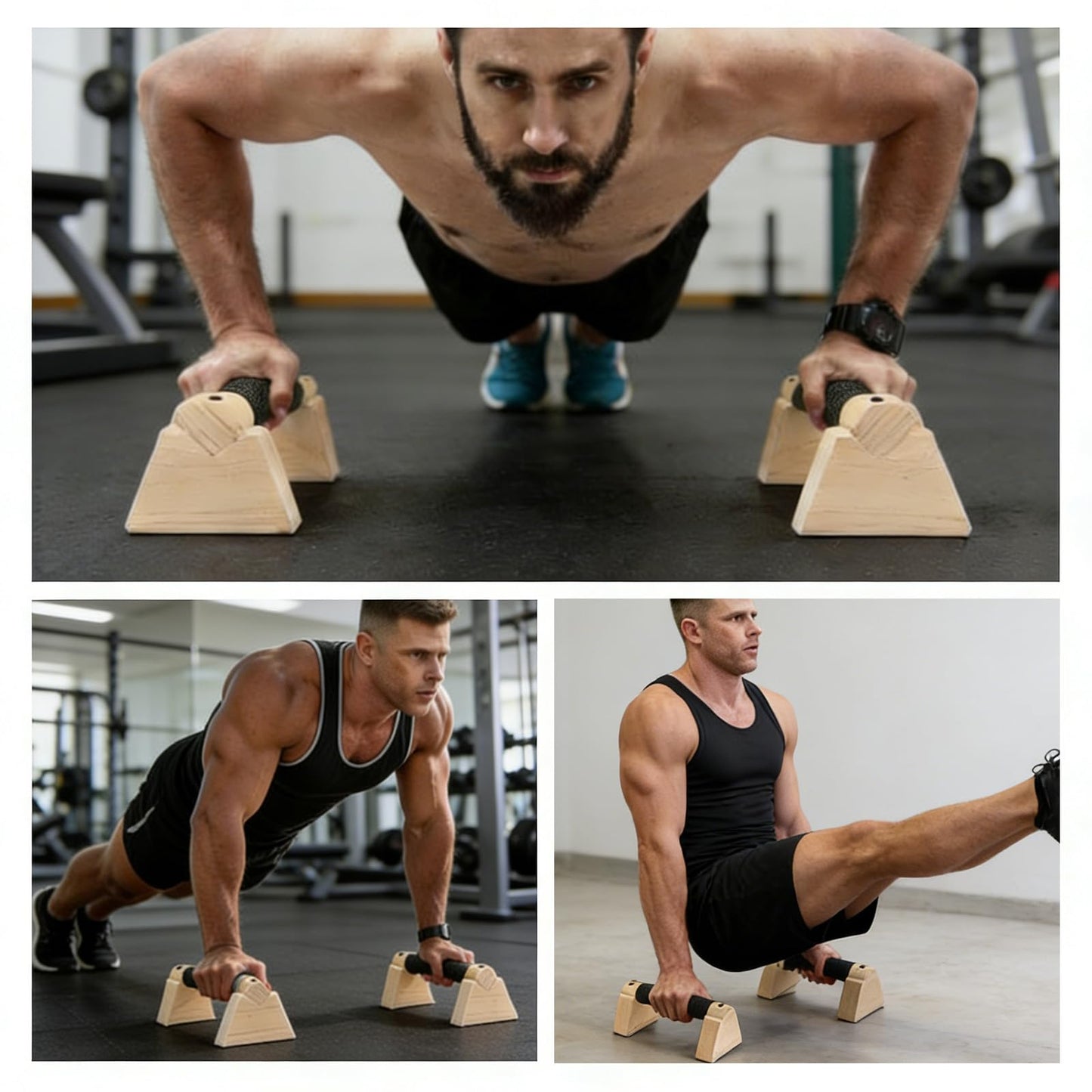 2 PCS Wooden Parallettes Bars 20 CM/7.87 in Handstand Training Blocks with Non-Slip Base Home Push Up Stand Wood Push Up Bars Calisthenics Equipment for Men