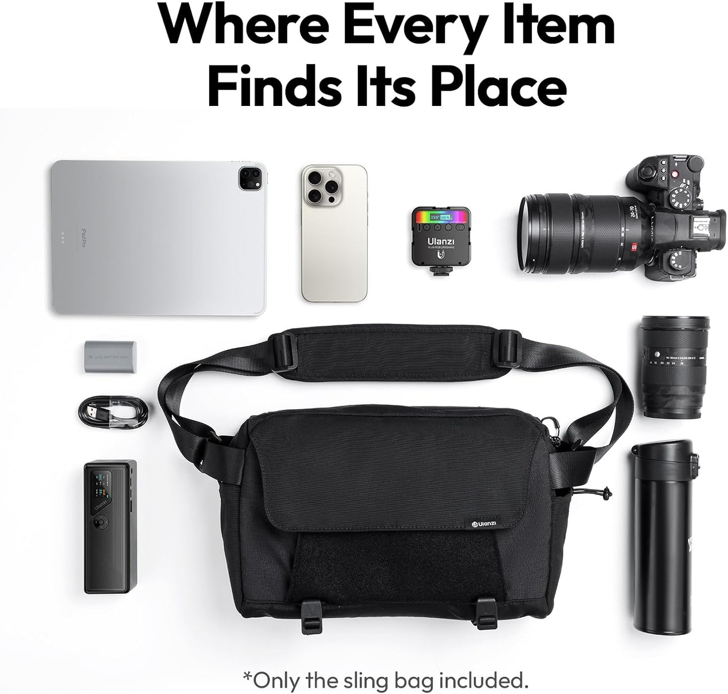 BP11 8L ULANZI Camera Sling Bag with Tripod Holder for Men Women, Lightweight Splash-proof DSLR/Mirrorless Anti-Theft