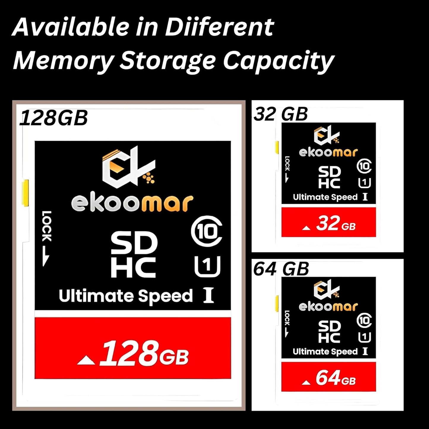 Ekoomar 10, 100MB/s 64GB (Pack 1) Card - Class High-Speed Memory Card with for Digital Camera, Dash Cam, & Video