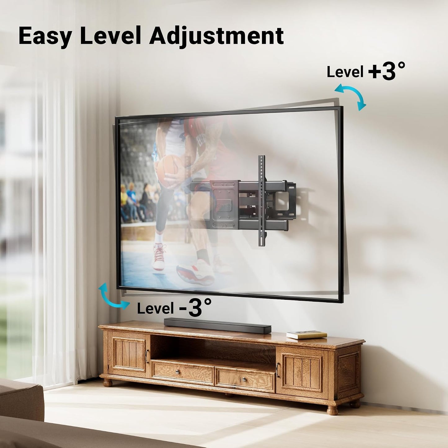 BONTEC 37-85 Inch 132lbs, 600x400mm, 16" Full Motion TV Wall Mount for TVs, Hold up to Max VESA Swivel Tilt Dual Arms