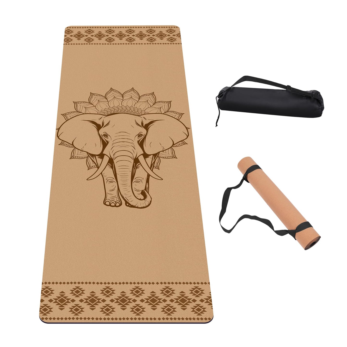 IKULE Premium Cork Yoga Mat Non Slip Thick Cork Exercise & Fitness Mat for Yoga, Pilates, & Home Workouts(72" x 24" x 5mm Thick)