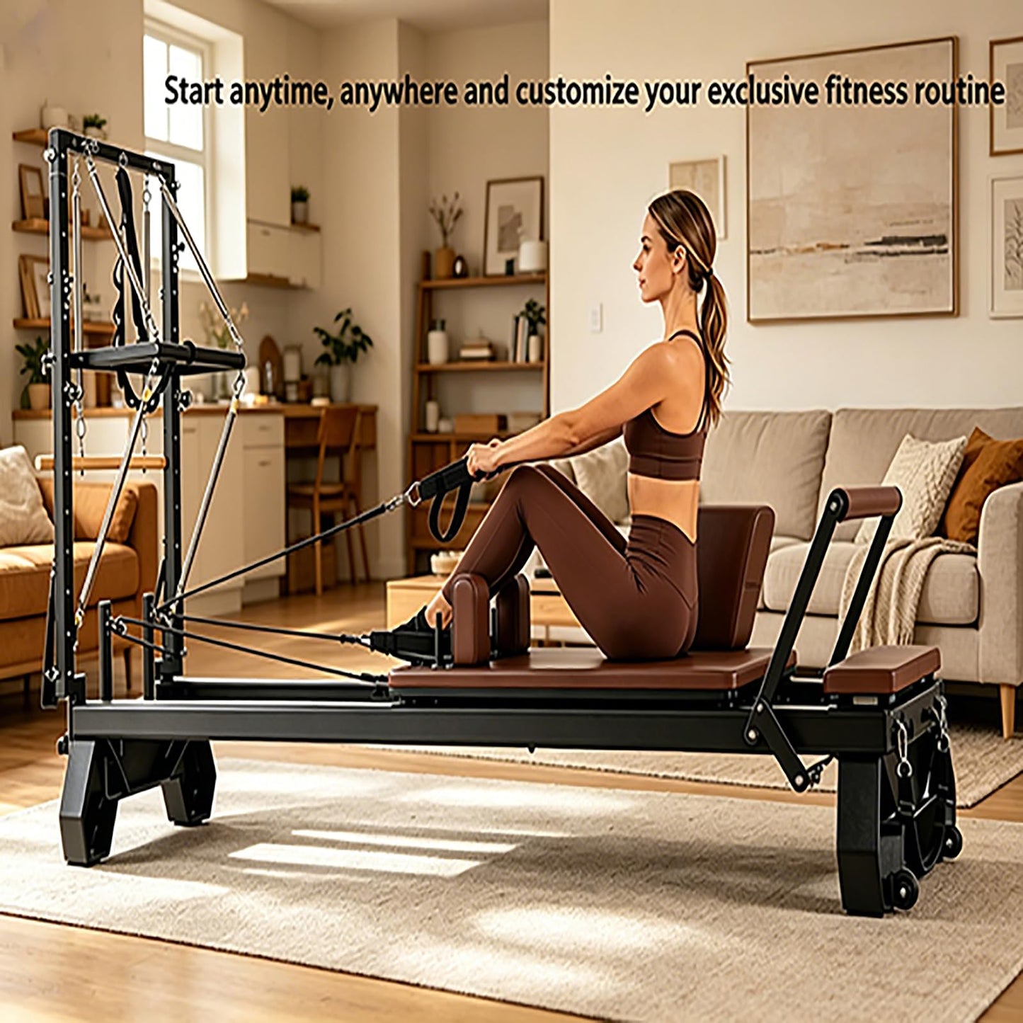 Half Trapeze Pilates Reformer, Professional Home Gym Pilates Bed with Tower Springs, Adjustable Half Cadillac Pilates Equipment for Full Body Workout & Rehabilitation