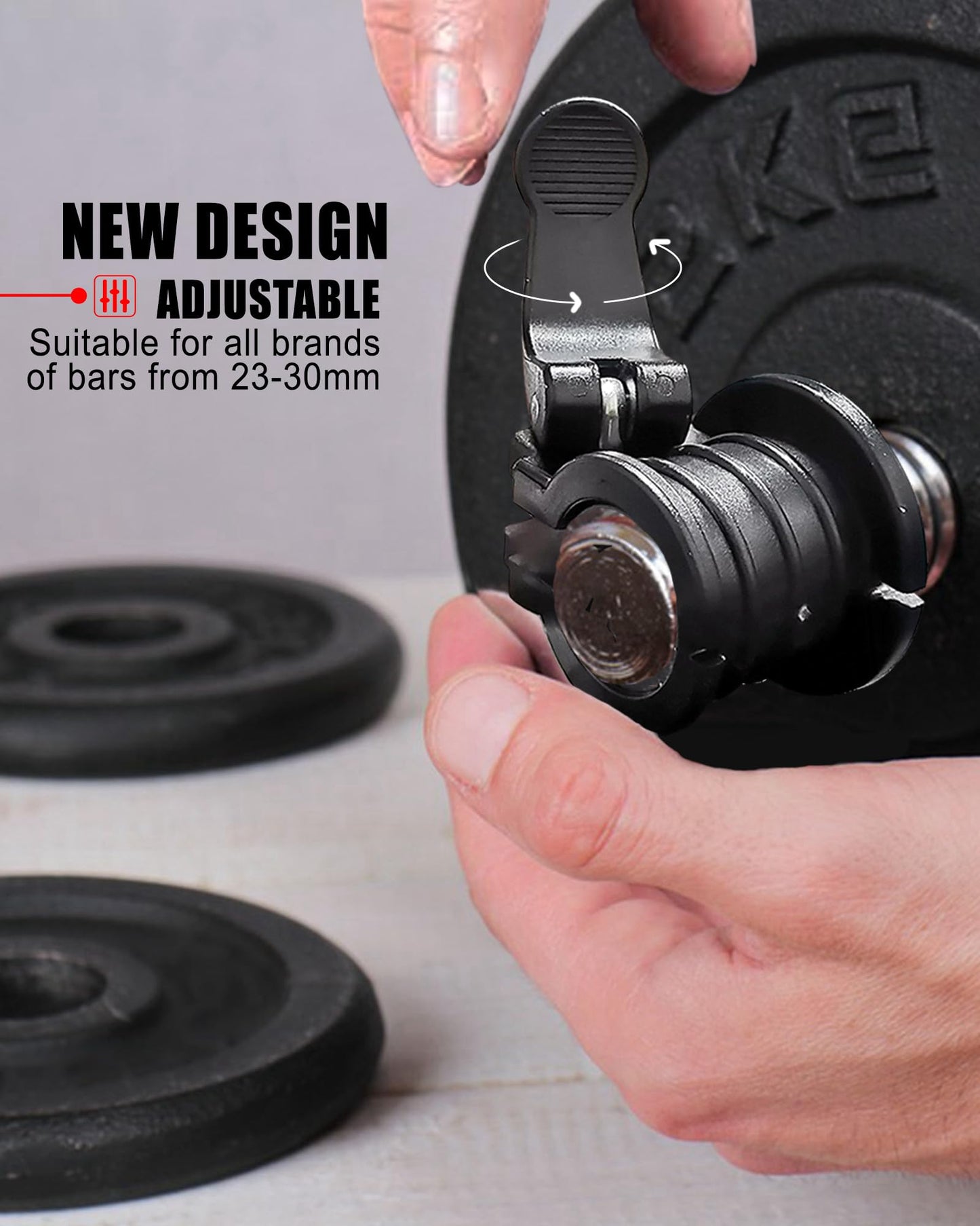 ZY-HUAN Barbell Clips 1 inch Barbell Clamps 0.9-1.18inch Quick Release Weight Clips for Bars Multi-Size Adjustable Olympic Barbell Clamps