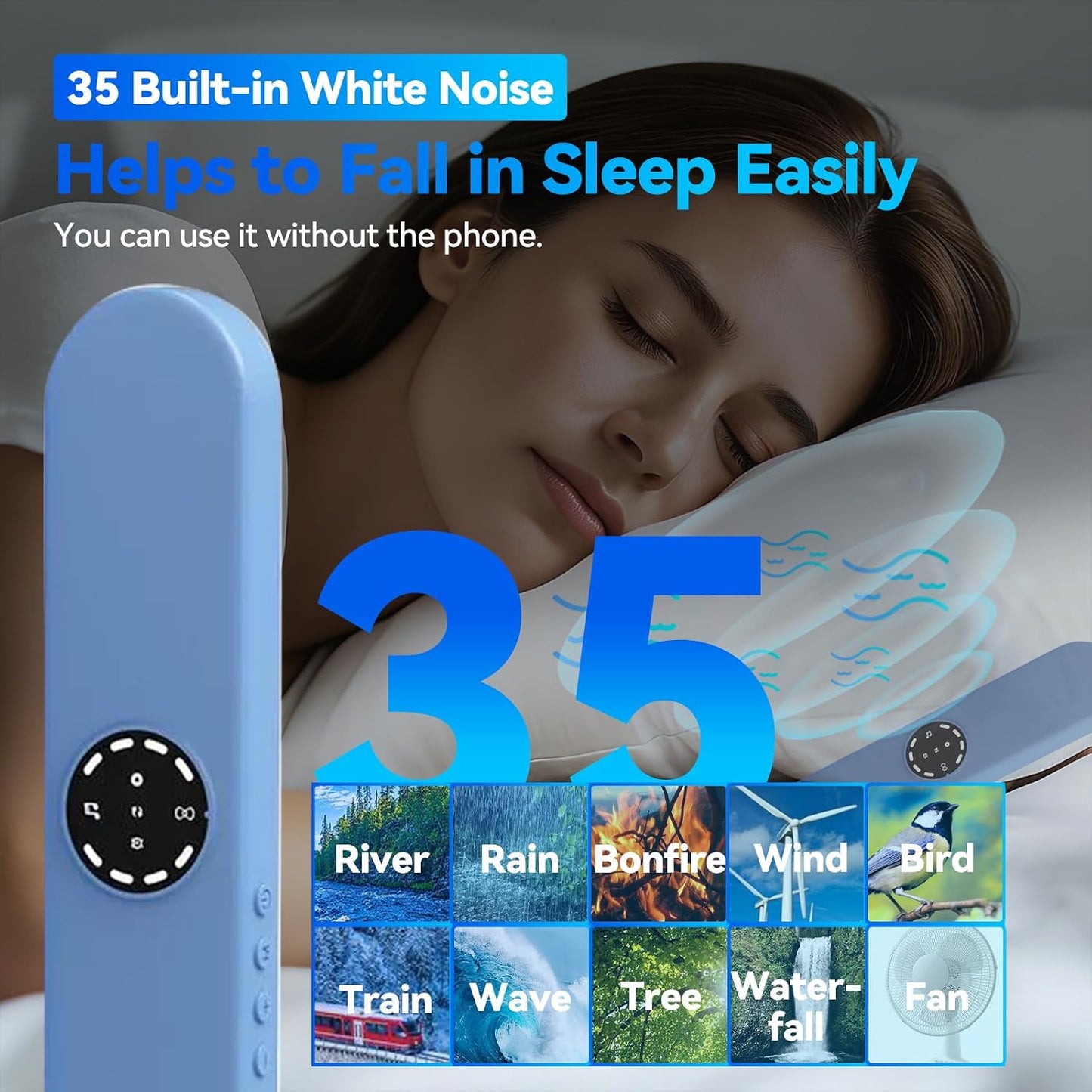 35 300mAh Bluetooth Pillow Speaker for Sleep - Bone Conduction Sleep Speaker Under Pillow with Built-in White Noise