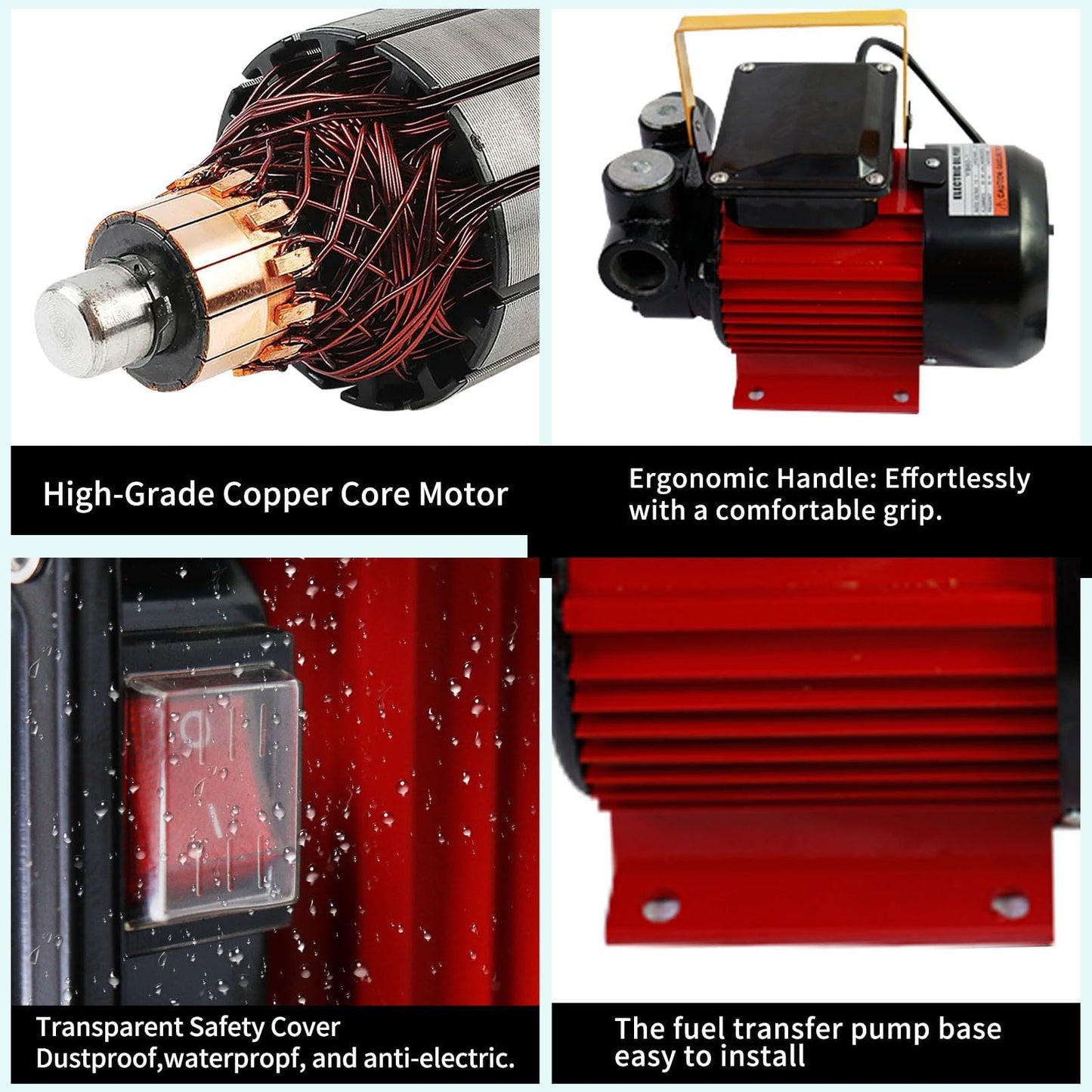 BORRITT 110-120V 550W Diesel Transfer Pump,Electric Fuel Transfer Pump & 32GPM Self-Priming Pump & AUTO Fuel Nozzle & 2 Hoses NPT Threads Fitting