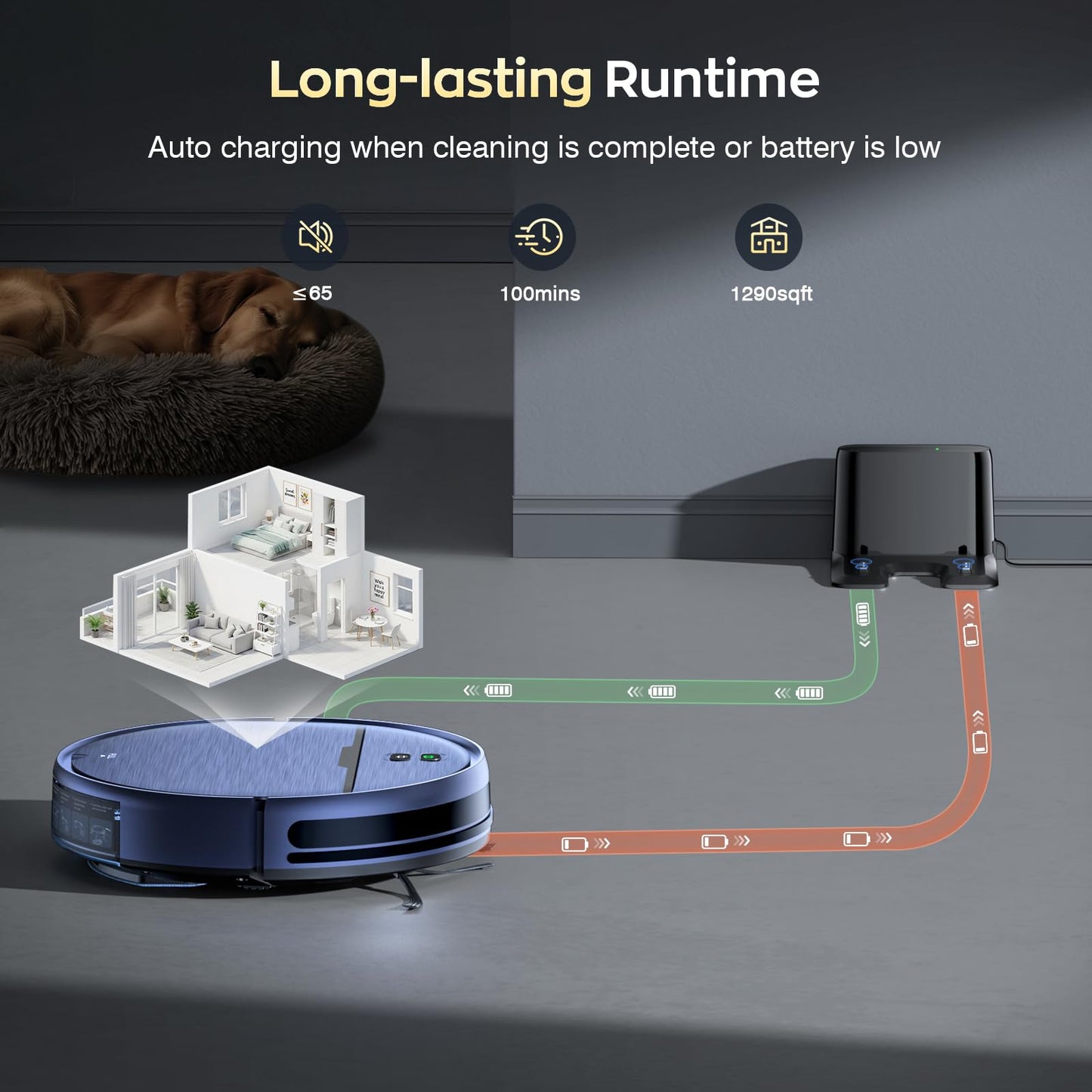 Robot Vacuum and Mop Combo, 2300Pa Strong Suction, 2-in-1 Dust Box and Water Tank, Works with Alexa/Google Assistant, Long Runtime, Schedule, Quiet, Ideal for Hard Floors, Low-Pile Carpets and Pets