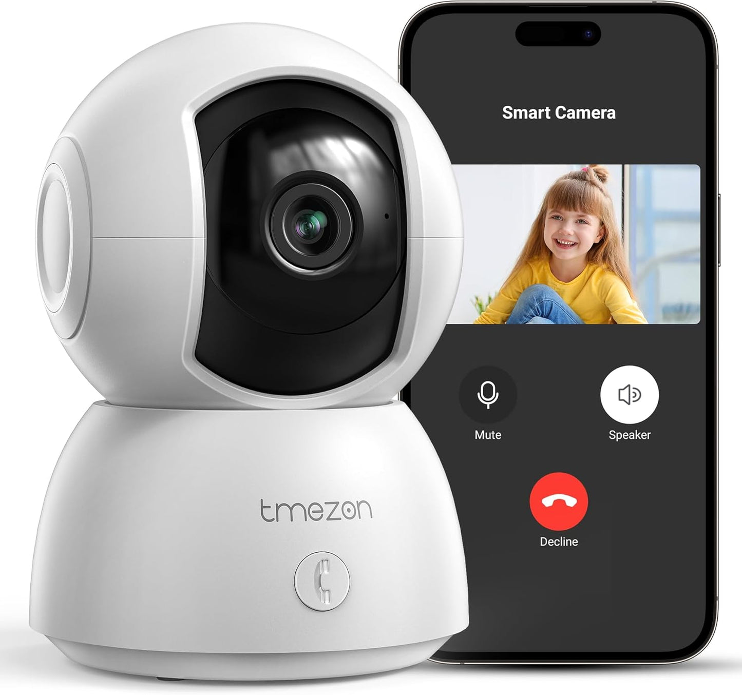TMEZON 2K,Pan/Tilt 3MP 360 Indoor Security Camera Wi-Fi Pet Camera with Vicohome App WiFi IP HD Baby Camera
