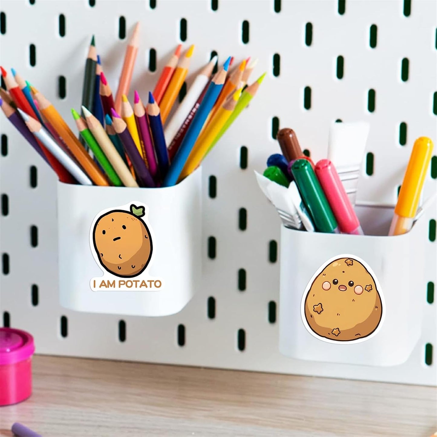 WASHBO 50Pcs Potato Stickers Funny Cartoon Potato Vinyl/PVC Decals for Kids Boys Girls, Cute Stickers for Water Bottles