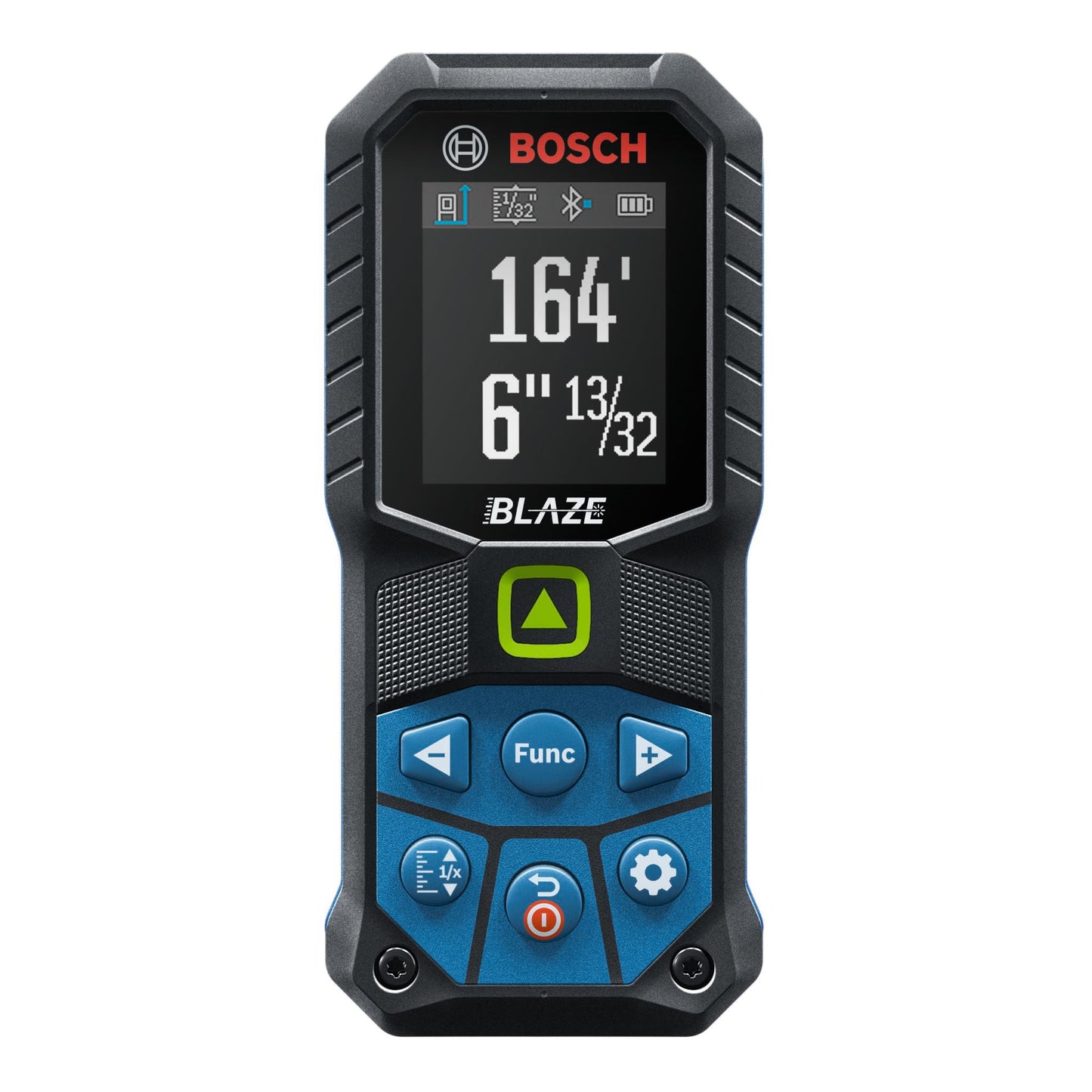 BOSCH GLM165-27CGL 165 Ft Blaze Green-Beam Laser Distance Measure with 3.7V Lithium-Ion 1.0 Ah Battery, Includes 1.0 Ah 3.7V Lithium-Ion Battery, Belt Clip, & Pouch