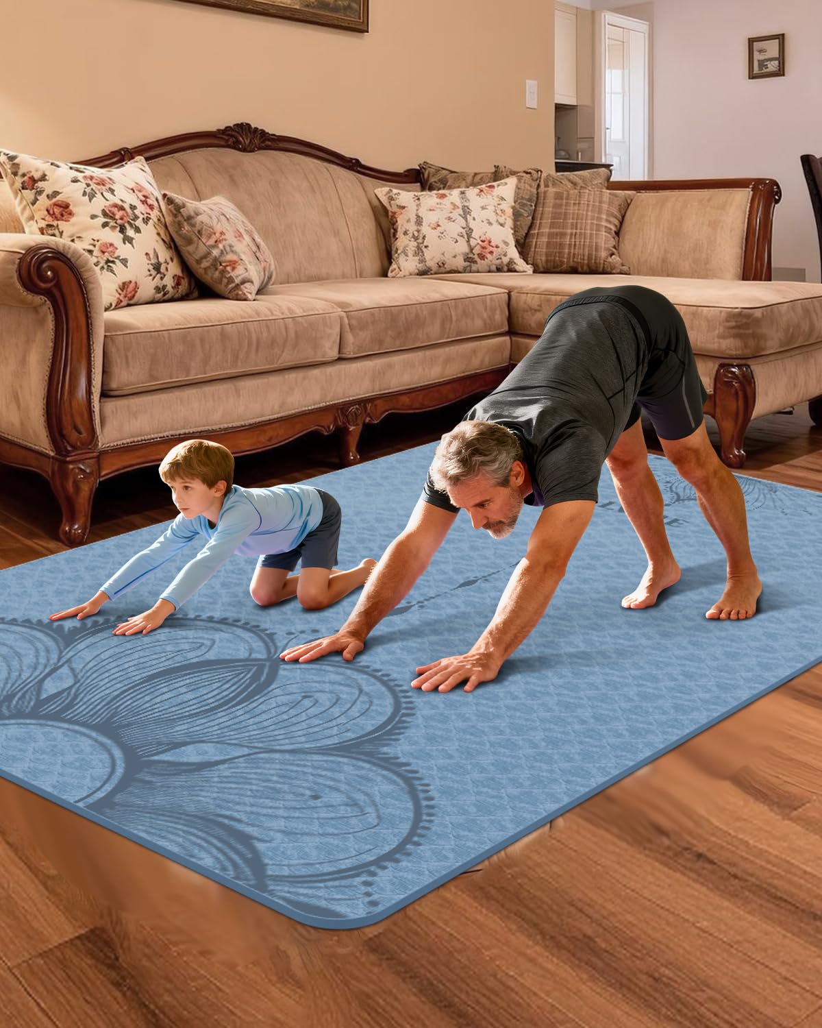 Large Yoga Mat (75.5"x47.6"x0.4"）Extra Wide & Thick 10mm, Non-Slip Exercise Mat, High-Density TPE Mat for Yoga Pilates & Home Gym Workouts