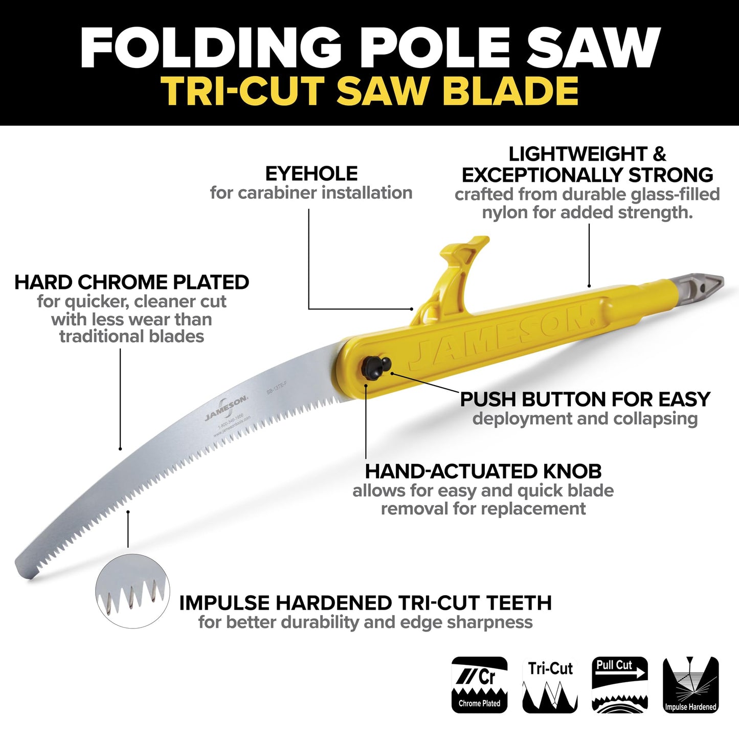 Jameson BL-Series Pro-Climber Kit, 8 ft – Includes Fiberglass Extension Poles, Pulley Pruner, Folding Pole Saw, and Limb Raiser – Lightweight and Durable Tree Trimming Tool Set for Professionals