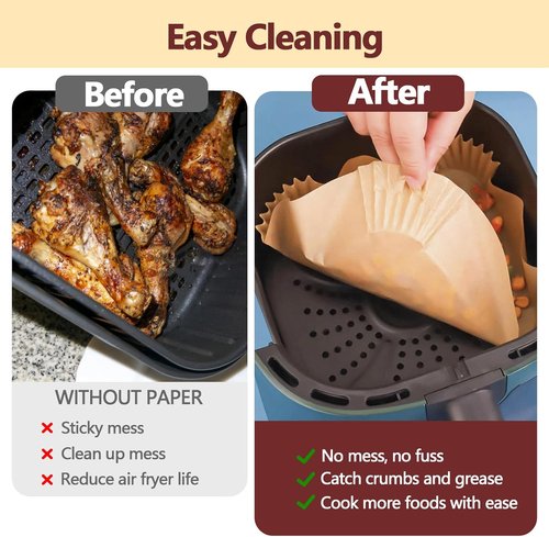9 Inch Air Fryer Liners by [Brand Name] | 125PCS Heat Resistant Non-Stick Parchment Paper