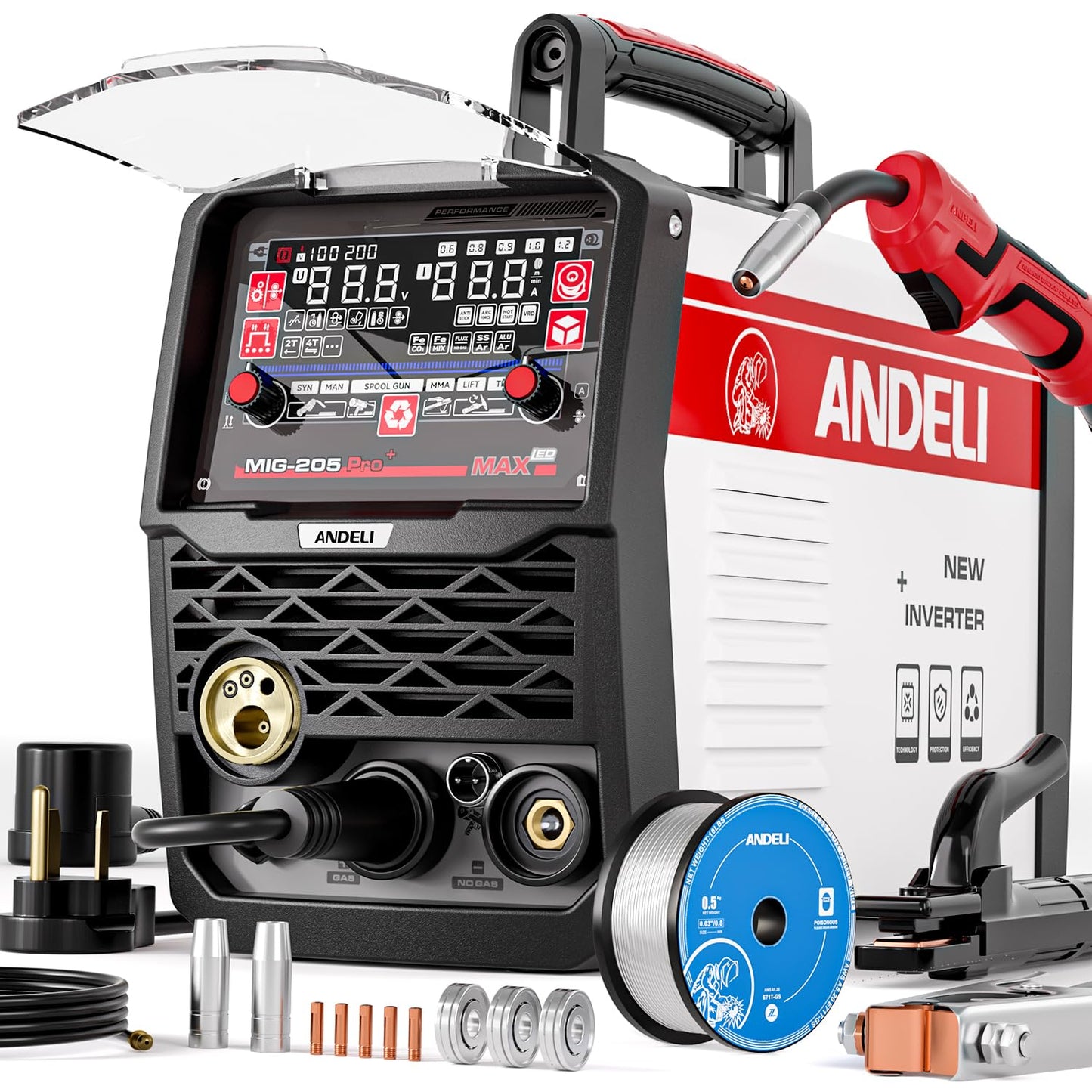 ANDELI 205A MIG Welder & 40Amp 20ft Welder Extension