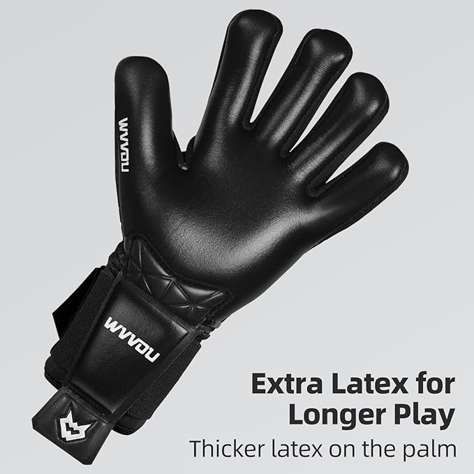 WVVOU Soccer Goalie Gloves for Adults and Youth, High Performance Goalkeeper Gloves with 5 Detachable Finger Saves, Soccer Gloves with 4mm Sticky Latex Palm