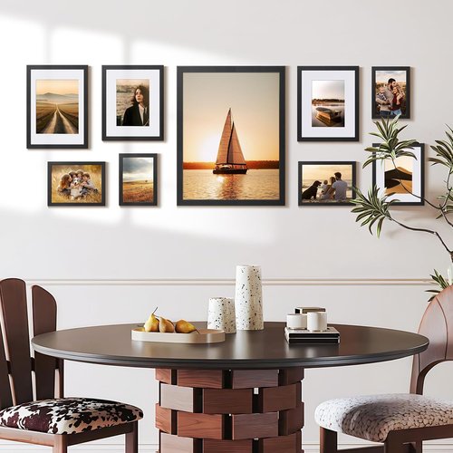 HappyHapi 4x6 Picture Frame Set of 5 - Black Gallery Wall Frames for 3.5x5 or 4x6 Photos