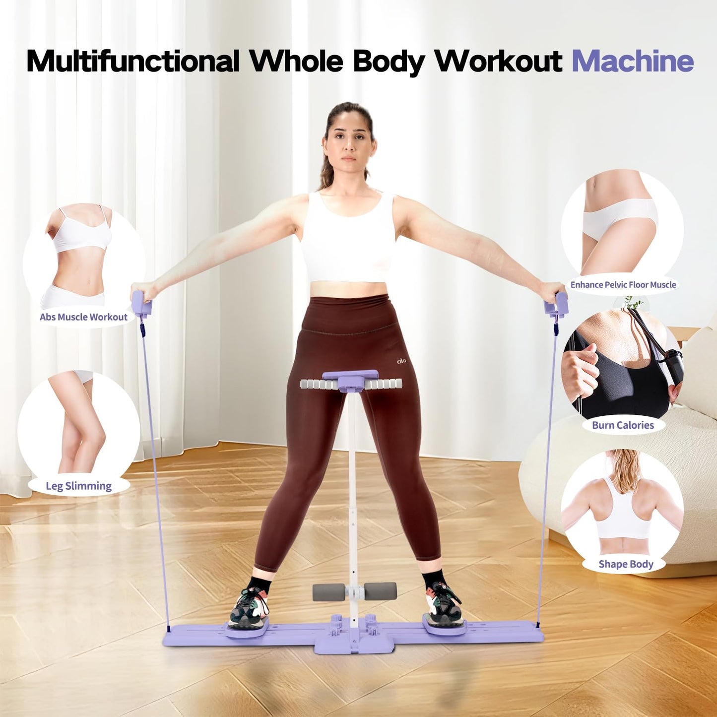 KESHWELL Ab Machine,Thigh Leg Exerciser,Sit Up Exercise Equipment for Man & Women,Pelvic Floor Exercise Devices for Home,Multifunctional Workout Equipment with Resistance Bands for Weight Loss