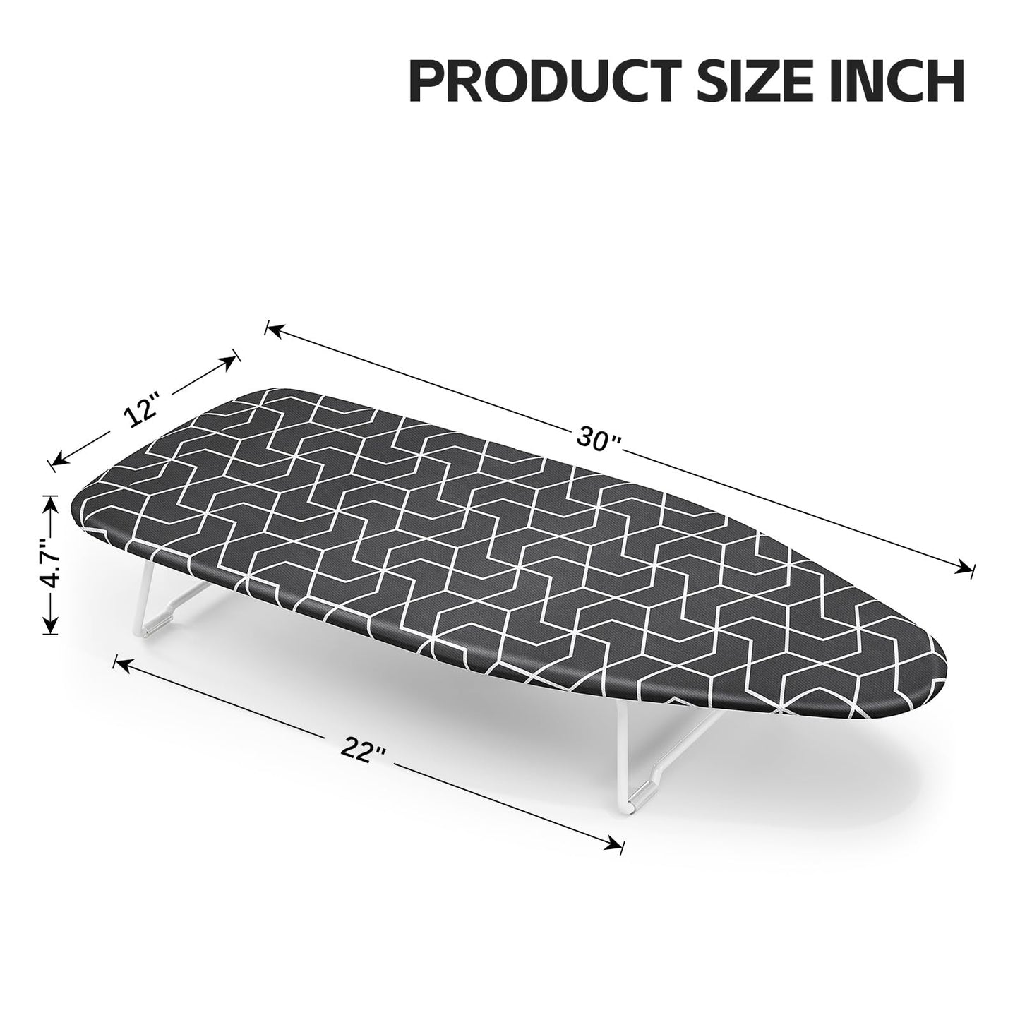 Small Ironing Board Tabletop with Heat Resistant Cover, Compact Mini Ironing Board with Metal mesh Frame,for Dorm,Apartment and Travel, Hook for Hanging, Iron Board 12x30, Iron Table Stand Dark Gray
