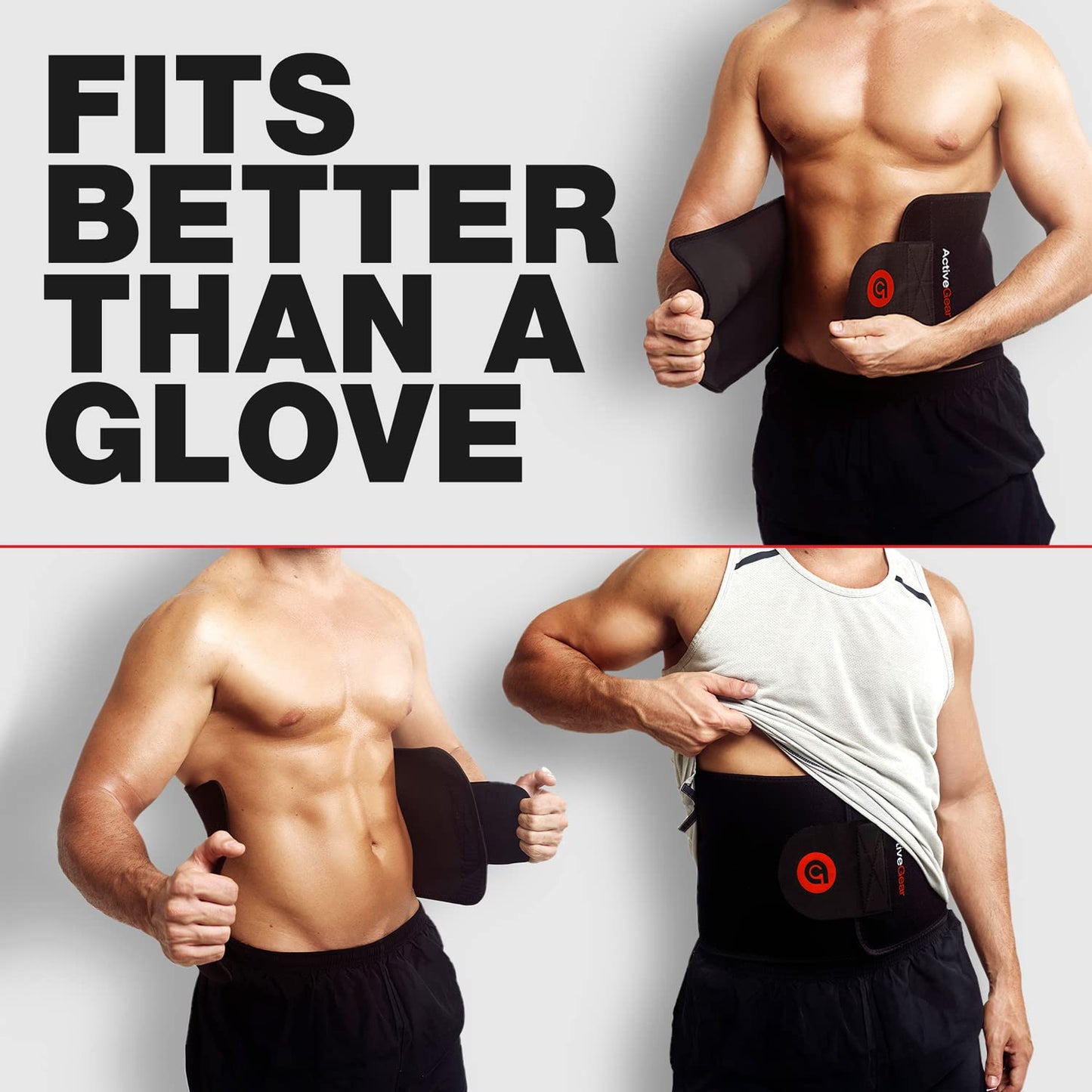 ActiveGear Waist Trimmer Belt for Stomach and Back Lumbar Support, Large: 9" x 46" - Red