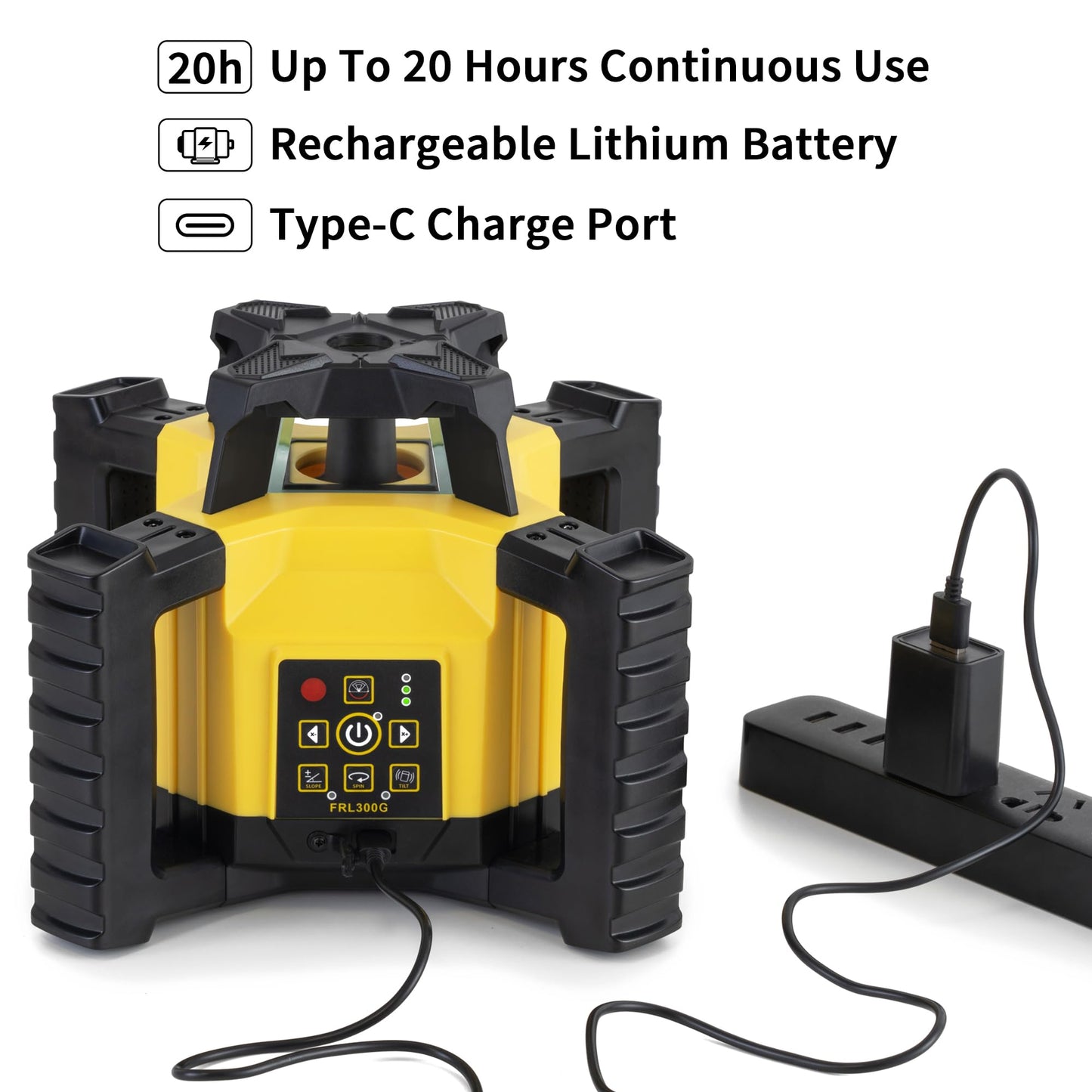 Firecore Self-Leveling Rotary Laser Level Kit, Horizontal/Vertical with Plumb Spot, 1969-Foot Range, Green Beam 360 Degree Construction Laser, Rechargeable Battery and Remote Control Included -FRL300G