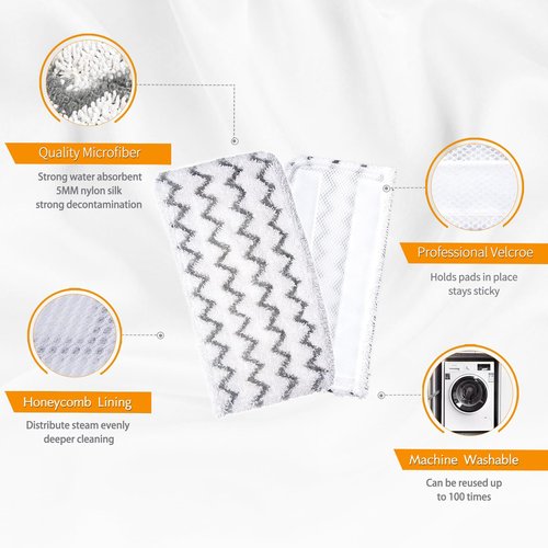 klaqian 4 Pack Steam Mop Pads for Shark S1000 S1000A S1000C S1000WM S1001C Replacement Steamer Mop Pads ，Washable Microfiber Mop Pads for All Hard Floors