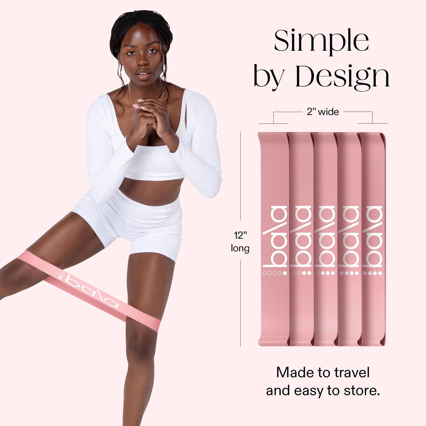 Bala Booty Bands Resistance Bands for Women & Men, 5-Pack - Elastic Exercise Bands for Working Out - Wrist, Ankle, Legs & Booty Bands - Workout Resistance Bands for Yoga, Pilates, Strength Training