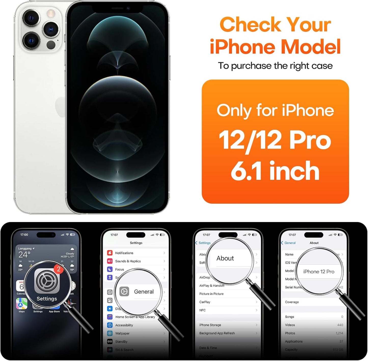 CellEver 12/12 Heavy-Duty Silicone Case for iPhone Pro - Two Shatterproof Glass Screen Protectors, Military Drop