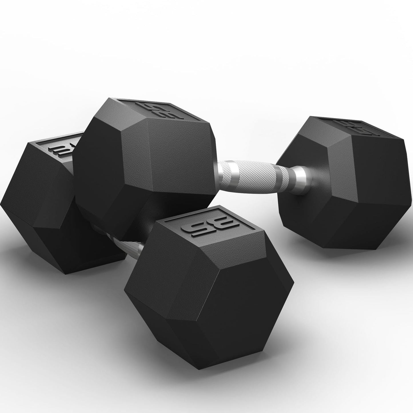 GRETERST Dumbbells Set Rubber Coated Hex Hand Weights Exercise & Fitness for Home Gym Workouts Strength Training Equipment, Black, 35LB