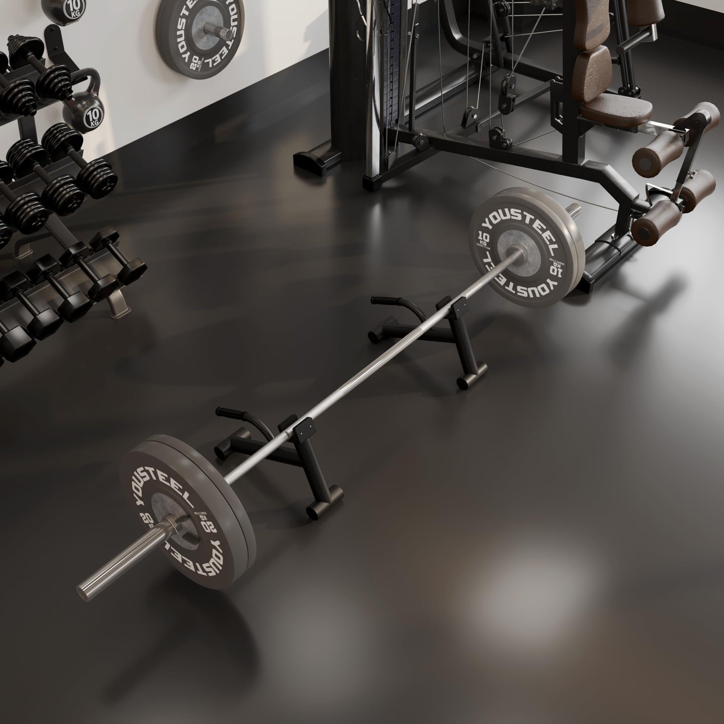 Tamisom Deadlift Jack Barbell Stand Upload 600lbs Deadlift Barbell Jack Bar Non-Slip Rubber Handle Suitable for Loading Unloading Weight Plates for Deadlift Exercise Weight Training (2)