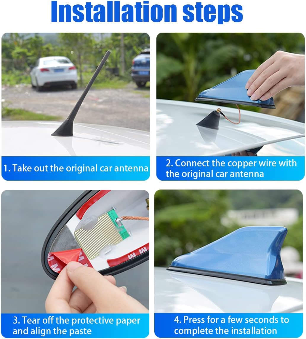 BELOMI Car Shark Fin Antenna Cover, Roof Aerial Base AM/FM Radio Signal for Car SUV Truck, Vehicle Shark Fin Shape