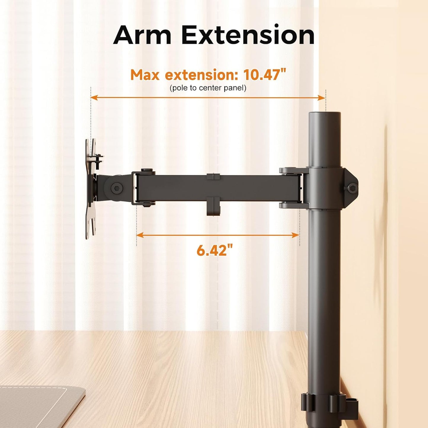 suptek 1 13 32 inch 22lbs, 75x75mm 100x100mm,Black Single Monitor Arm, Universal Tier Arm Fully Adjustable Pole Mount