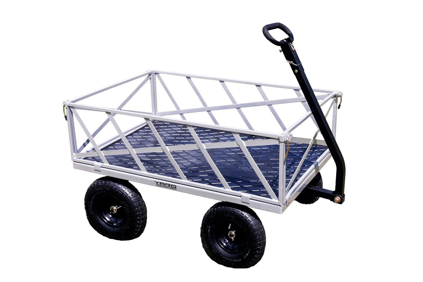 Yard Commander - Heavy Duty 1200lb Steel All Terrain Utility Cart, Garden Wagon, 9 cu ft Bed, Easy Assembly, Removable Side Panels, 45° Dump Angle, 2-in-1 Convertible Handle for Towing