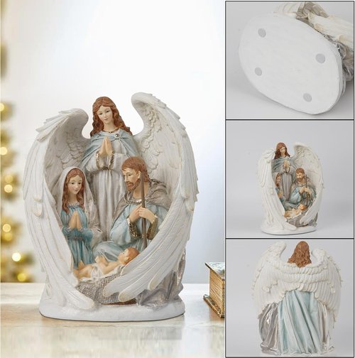 Braxio Christmas Decorations - Indoor Nativity Angel Set | Holy Family Tabletop Scene, 10x6.5x12.4 Inch