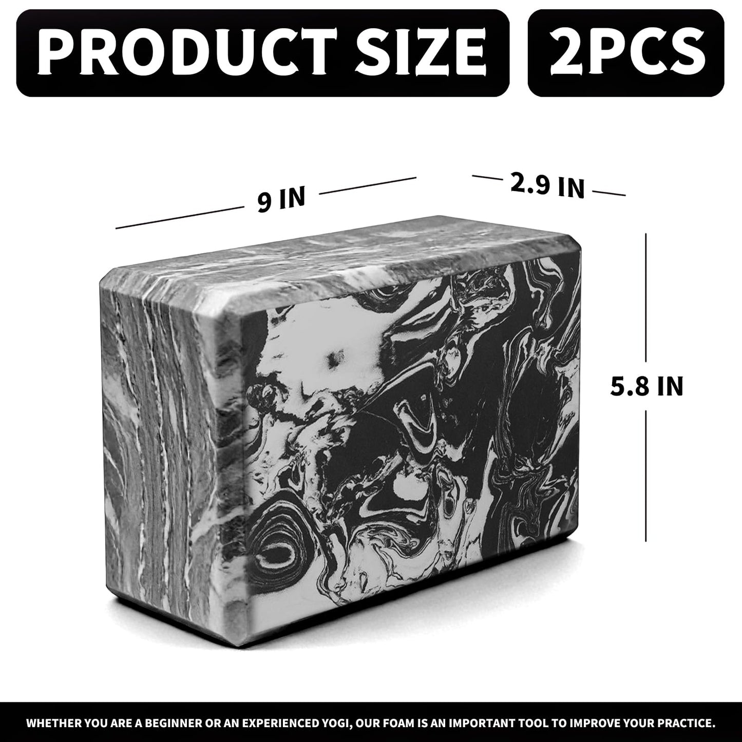 2-Pack Yoga Blocks, High-Density 9"x6"x3" Yoga Brick Foam Blocks Non-Slip EVA Foam Block Yoga Props Accessories for Yoga Pilates Stretching and Meditation (Camo Black)
