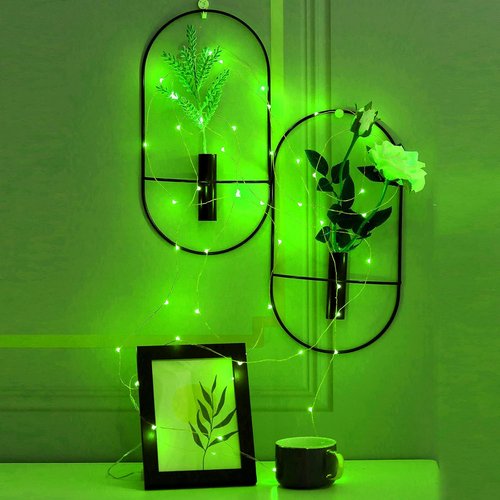 Ariceleo Mini Fairy Lights - Battery Operated Copper Wire String Lights | 5m/16ft Green for St. Patrick's Day & Decor