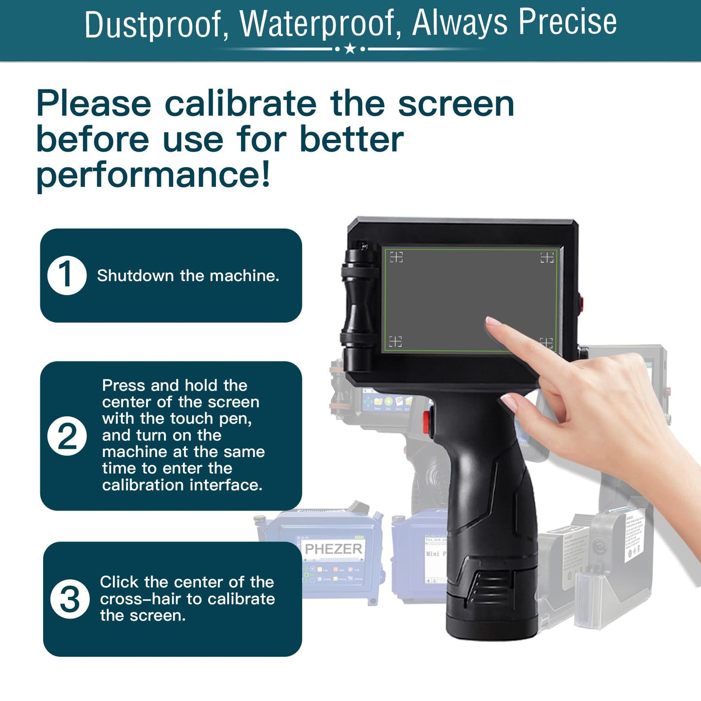Phezer Handheld Inkjet Printer Gun P15U with PS127 Quick-Drying Ink Cartridge, 0.5inch Portable Handheld Printer for Text/Barcode/Logo/QR/Counter/Number/Date (with Suitcase)