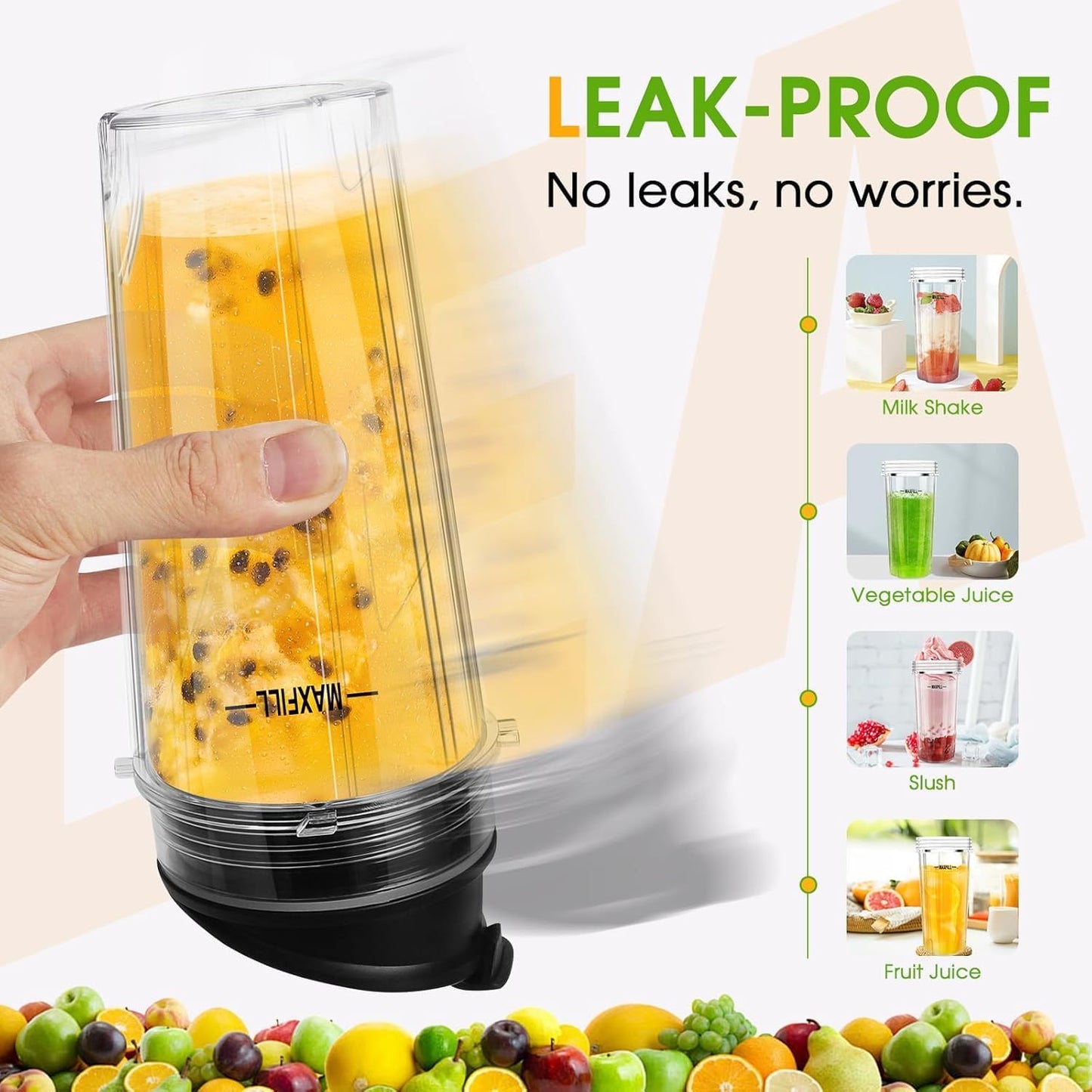 Ninja Blender Cups - 16oz Replacement 3-Pack with Lids | Compatible with QB3001SS, BL770, BL780, BL660, BL740, BL810, Nutri Ninja Series