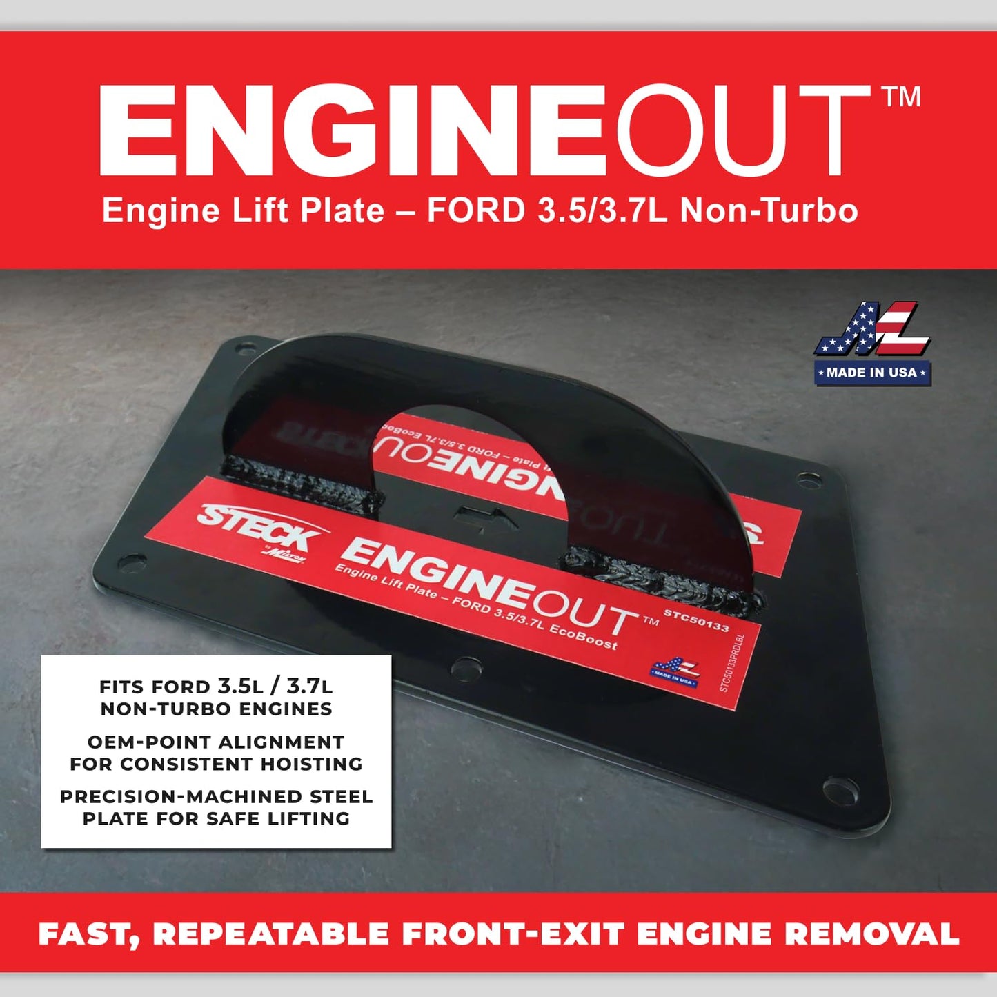 Ford 3.5L/3.7L Non-Turbo Engine Removal Plate – Engine Lift Plate Tool | Front-Exit Engine Extraction | No Subframe Drop | Made in USA