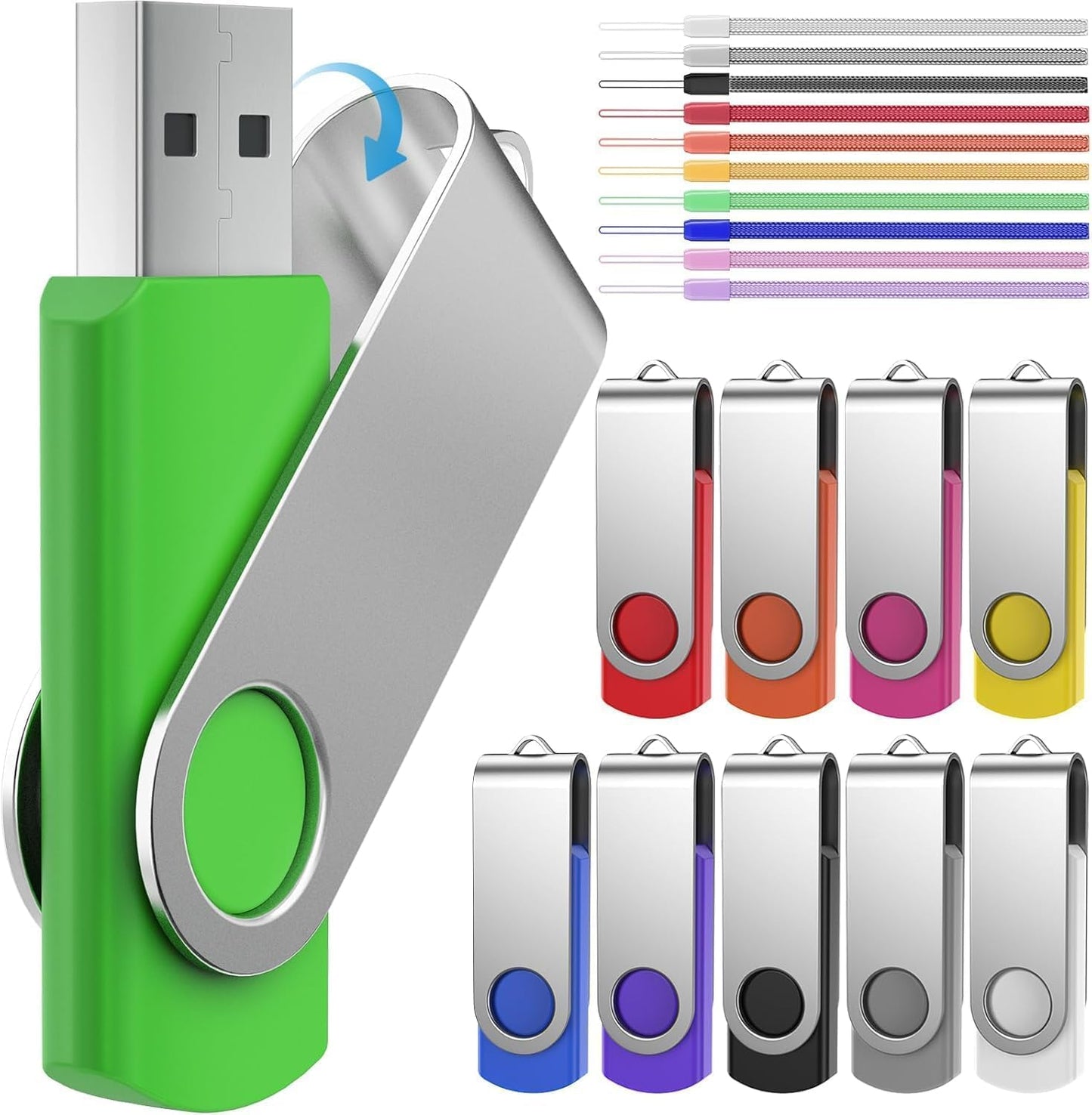 FEBNISCTE 1GB 10 Pack 1 2.0 10pcs Memory Stick USB Flash Drive Bulk - Bulk GB USB Stick Pendrive Multi-Coloured Thumb
